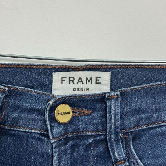 Frame Women's High Rise Medium Wash Skinny Denim Blue Jeans Size 24 - Picture 3 of 9